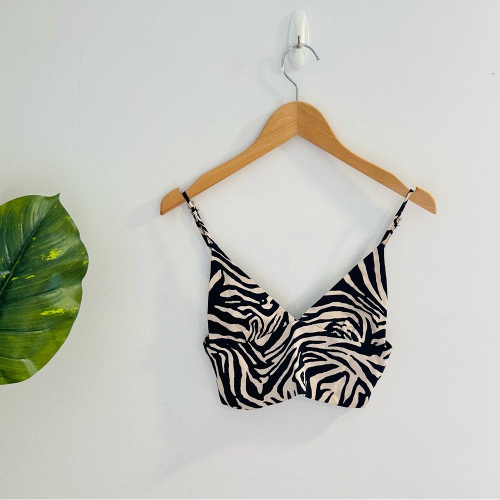 ZARA | Zebra Cropped Vneck Tank Top Size XS